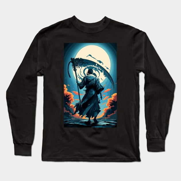 Blue grim reaper Long Sleeve T-Shirt by NegVibe
